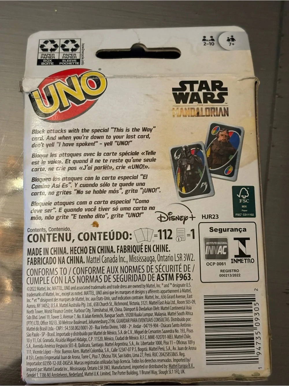 UNO Star Wars The Mandalorian Card Game -